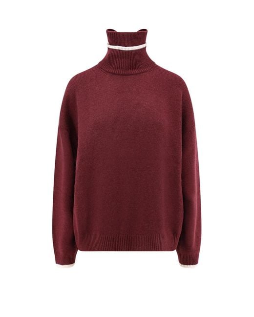 Brunello Cucinelli Red Cashmere Turtleneck