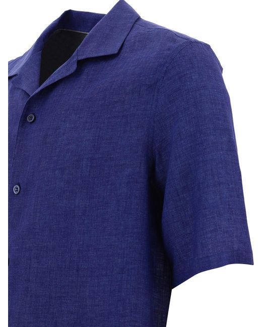 Brunello Cucinelli Blue Linen Chambray Shirt for men