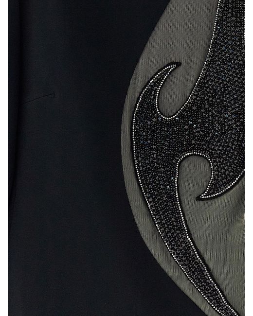 David Koma Black Bead Embroidery Dress Dresses