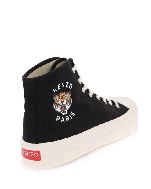 KENZO White Canvas High Top Sneakers for men