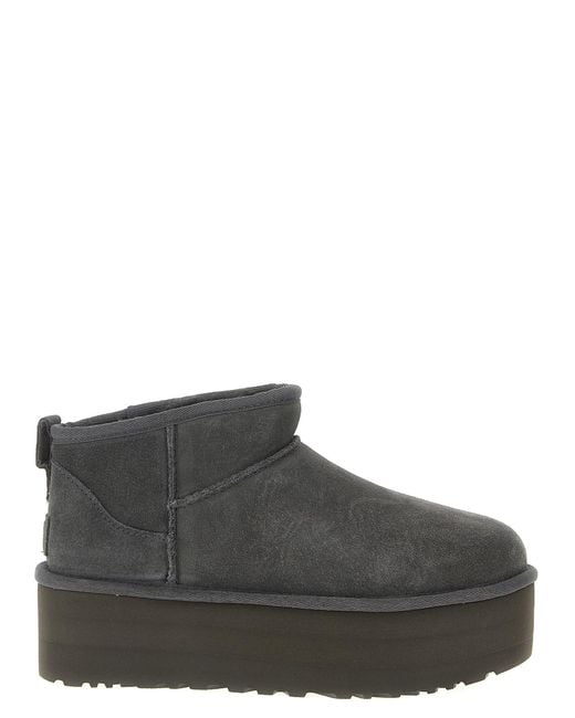 Ugg Gray Classic Ultra Mini Platform Boots And Ankle Boots