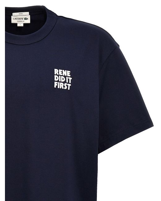 Rene Did It First T Shirt Blu di Lacoste in Blue da Uomo