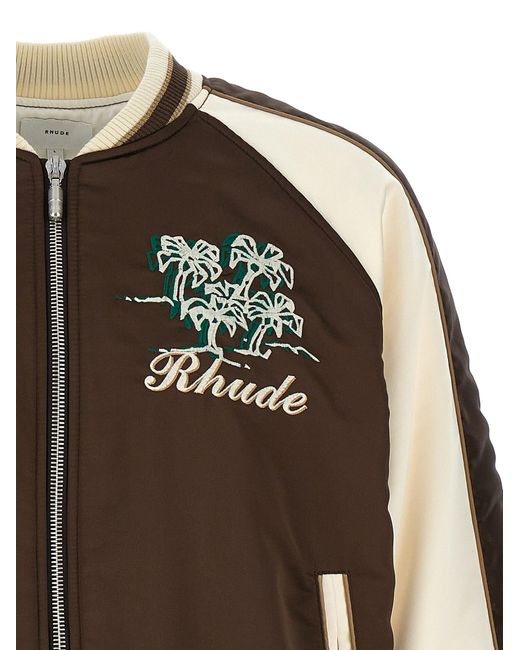 Rhude Brown Crepe Satin Souvenir Casual Jackets for men