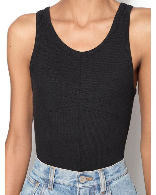 Alaïa Black Cotton Tank Top With Pleats
