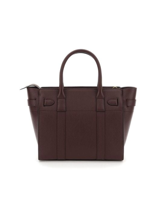 Mulberry Brown Grained Leather Small Zipped Bayswater Bag