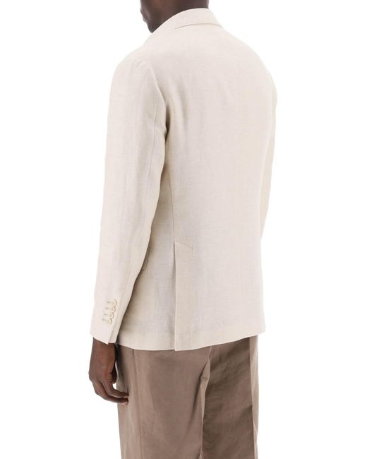 Brunello Cucinelli Natural Cavallo Deconstructed Single Breasted Jacket for men