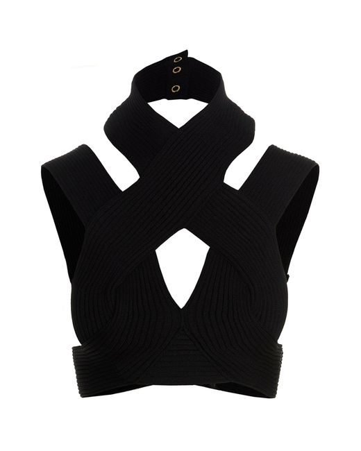 Balmain Black Geometric Knit Top
