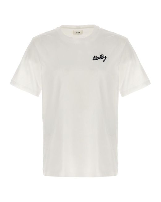 Logo Embroidery T Shirt Bianco di Bally in White da Uomo