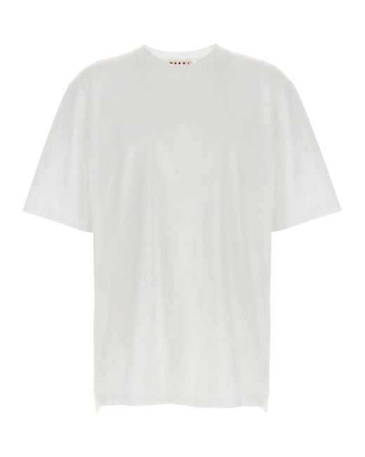 Marni White Logo Patch T-Shirt for men