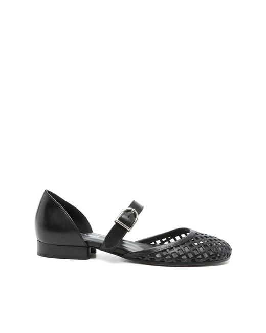 DURAZZI MILANO Black Leather Ballet Flats