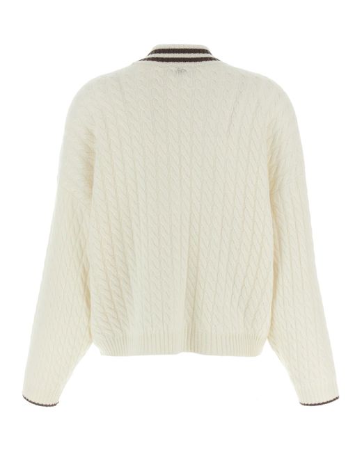 Cardigan Con Applicazione di Brunello Cucinelli in Natural