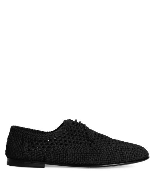 Dolce & Gabbana Black Woven Fabric Derby Shoe for men
