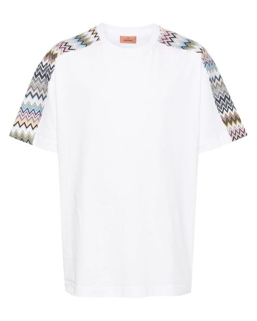 T-shirt in cotone con dettaglio zigzag di Missoni in White da Uomo
