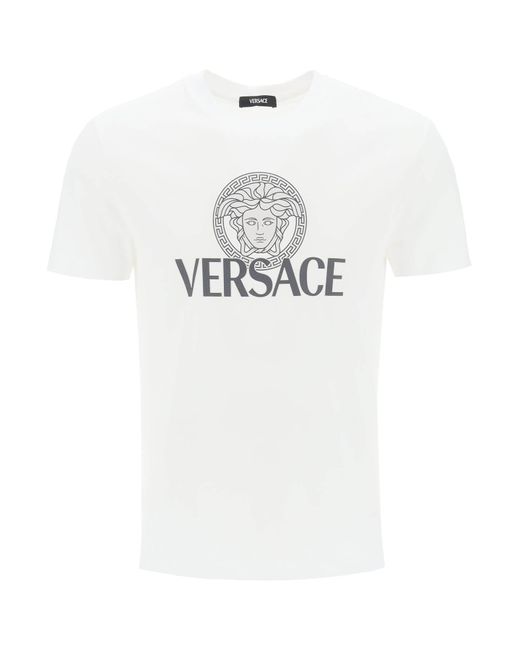 Versace White T Shirt With Medusa Print for men