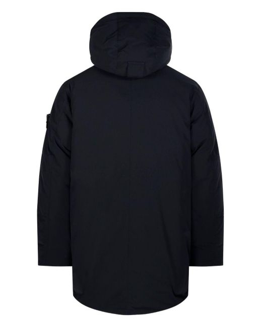 Stone Island Black Nylon Parka Coat for men