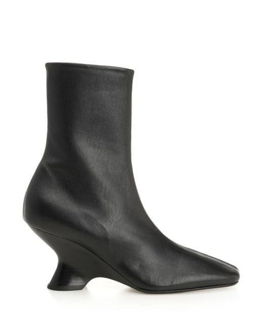 Dries Van Noten Leather Ankle Boots Black