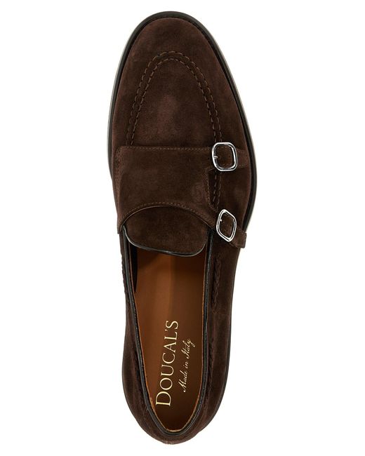 Doucal's Brown Suede Derby Straps Lace Up Shoes for men