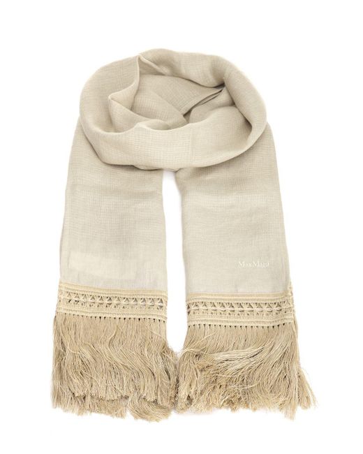 Max Mara Natural Linen Stole Scarves And Foulards
