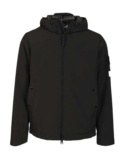 Stone Island Black Soft Shell-R_E.Dyeâ Jacket for men