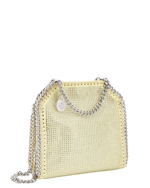 Borsa a tracolla in Shaggy Deer con strass all-over di Stella McCartney in Yellow