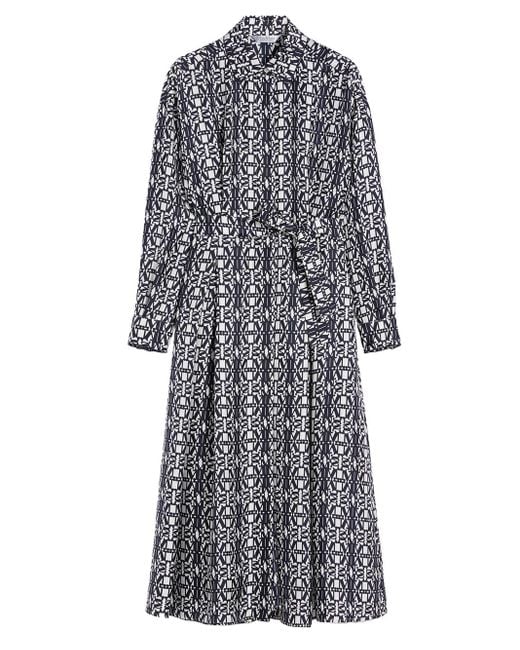 Max Mara Gray Printed Twill Shirt Dress