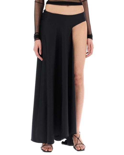 Christopher Esber Black Asymmetric Wool Talus Skirt