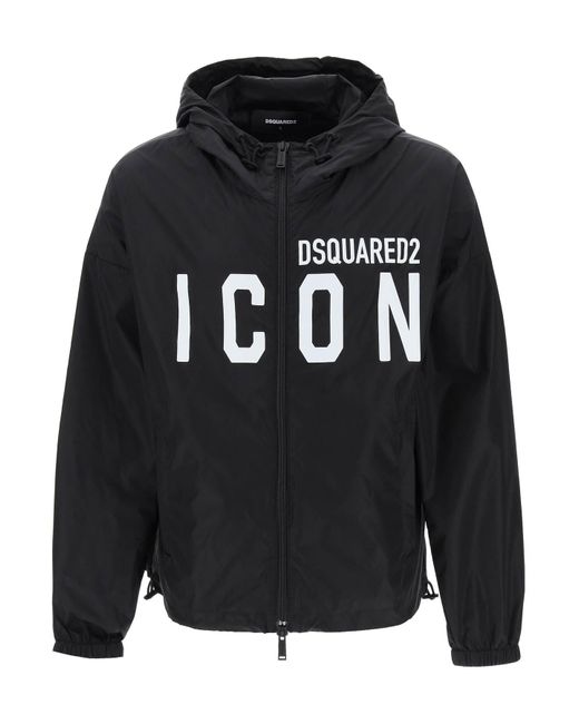 DSquared² Black Be Icon Windbreaker Jacket for men