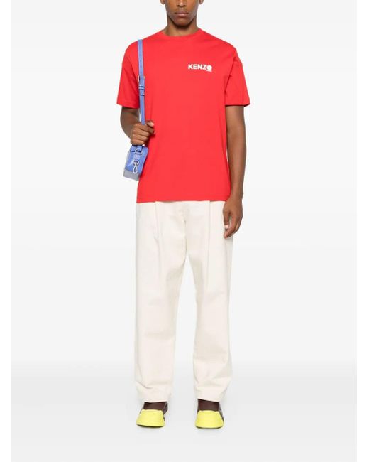 KENZO Red Cotton T-Shirt With Logo for men