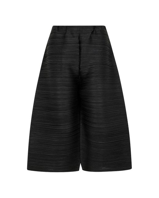 Pleats Please Issey Miyake Black Wide-Leg Trousers