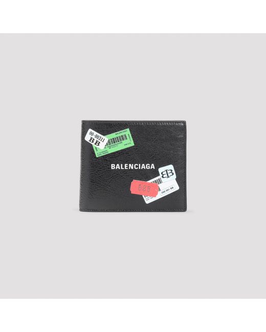 Cash Square Leather Wallet-Uomo di Balenciaga in Black da Uomo