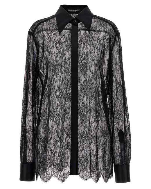 Dolce & Gabbana Black Chantilly Lace Shirt Shirt