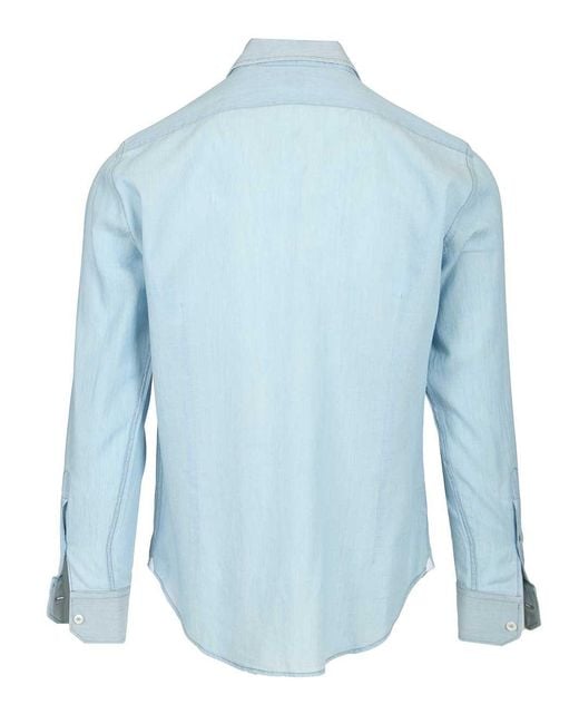 Fedeli Blue Long-Sleeved Shirt Shirts Light for men
