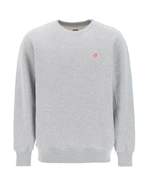 Autry Gray Crew-neck Sweatshirt With Logo Patch for men