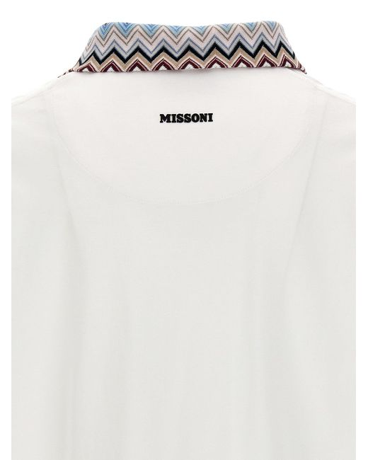 Missoni White Zigzag Collar Shirt Polo for men
