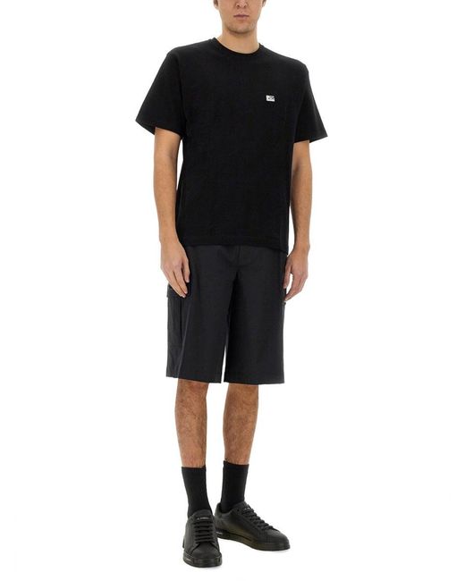 Dolce & Gabbana Black Cotton Cargo Bermuda Shorts for men