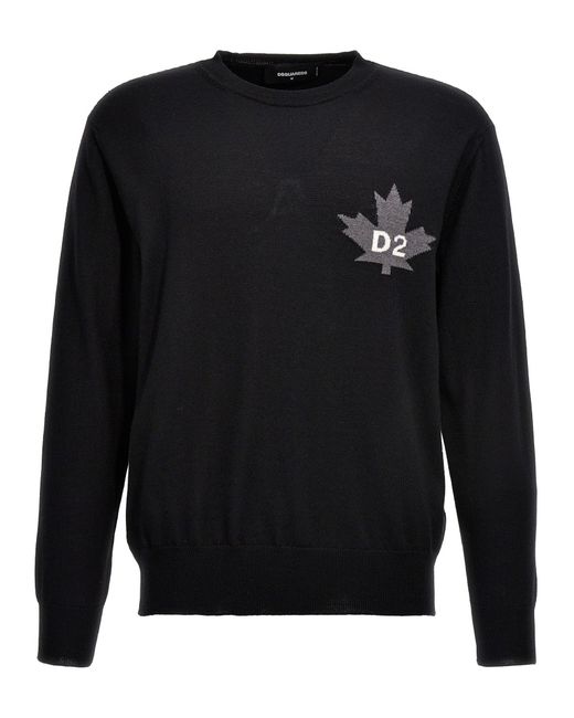 DSquared² Black D2 Leaf Top Sweater, Cardigans for men