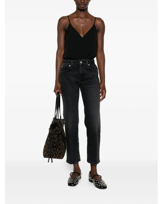 7 For All Mankind Black Calie Straight Leg Ankle Length Jeans