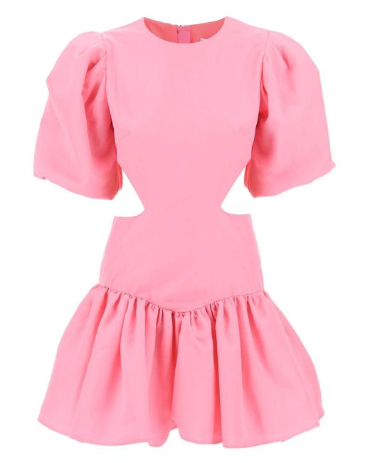MSGM Pink Mini Dress With Balloon Sleeves And Cut-outs