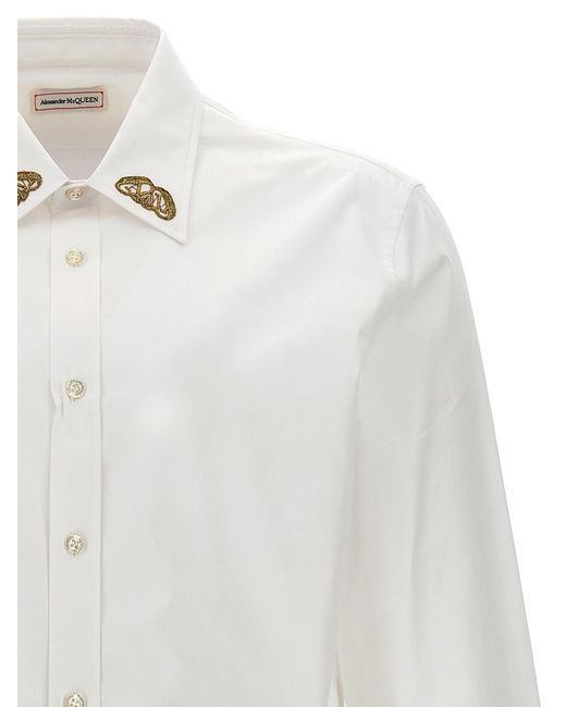 Embroidered Collar Shirt Camicie Bianco di Alexander McQueen in White da Uomo