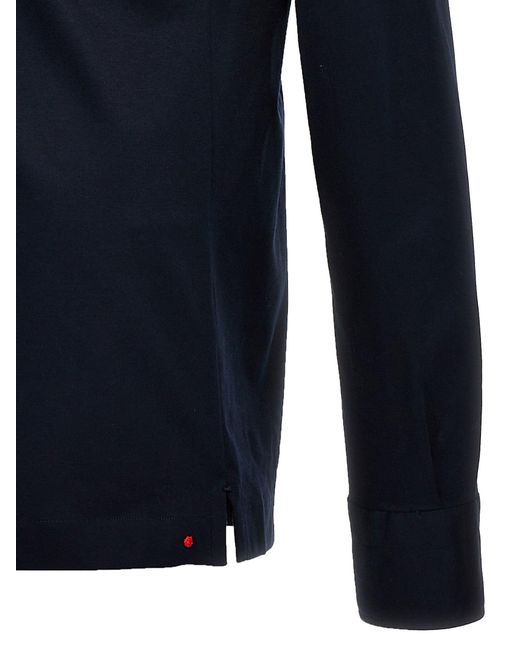 Long Sleeve Shirt Polo Blu di Kiton in Blue da Uomo
