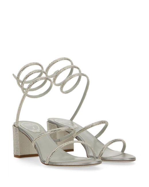 "Cleo" Sandal With Crystals-Donna di Rene Caovilla in White