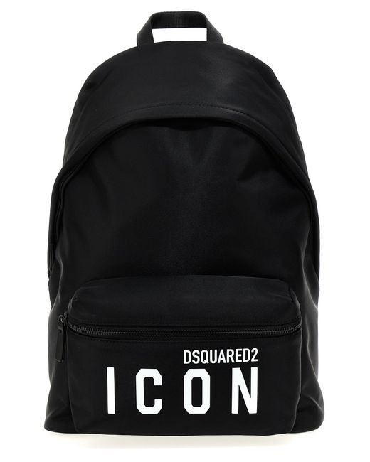 DSquared² Black Icon Logo Backpack for men