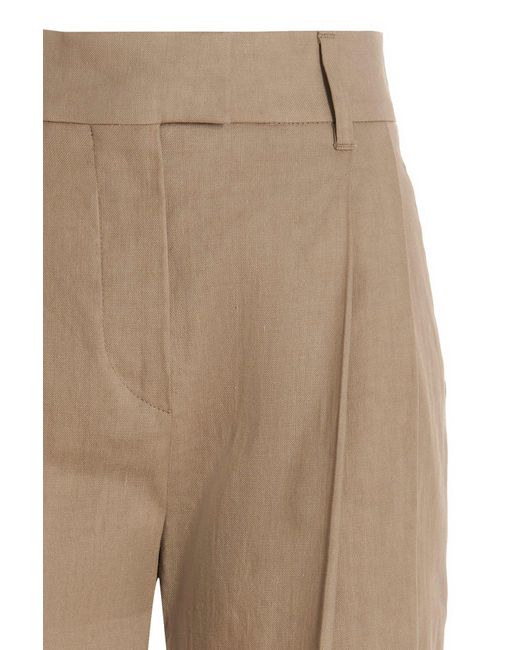 Pantaloni donna lino di Brunello Cucinelli in Natural