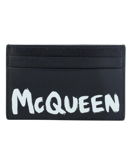 Alexander McQueen Black And Mcqueen Graffiti Card Holder for men