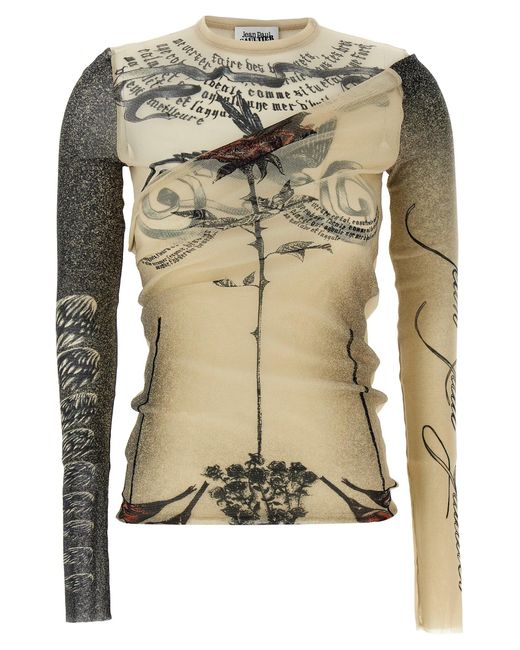 Jean Paul Gaultier Metallic Double Layer Tulle Top Tops