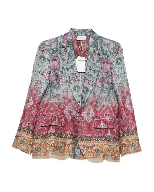 Pierre Louis Mascia Red Silk Single Breasted Jacket