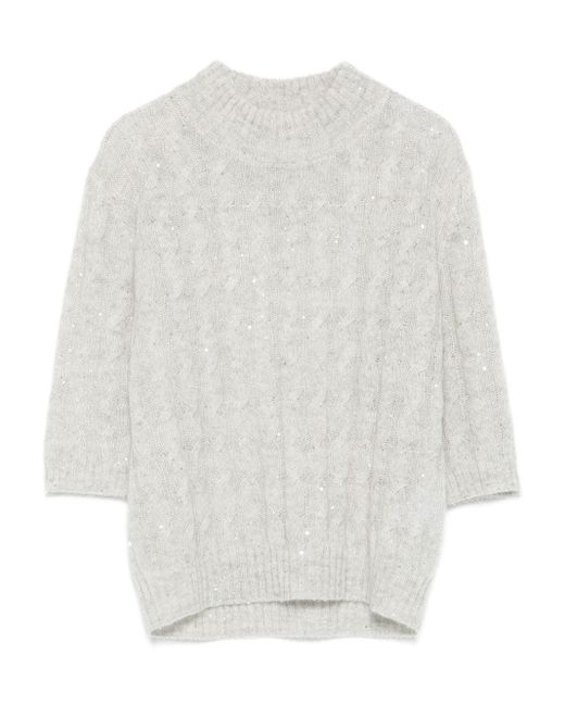 Brunello Cucinelli White Wool Knitted Jumper