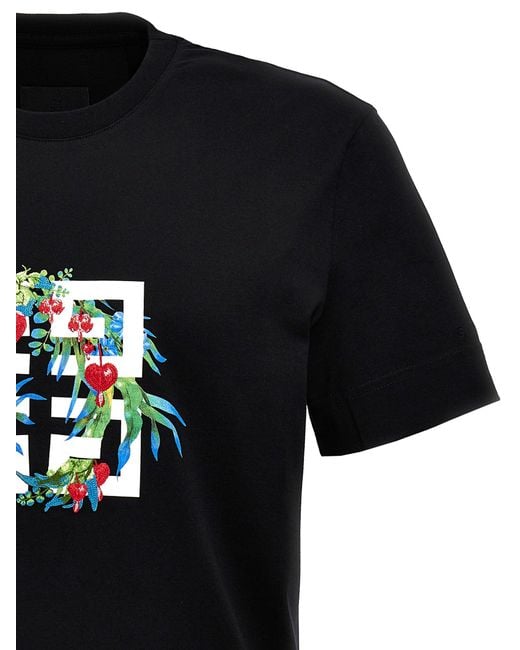 Embroidery Logo T Shirt Nero di Givenchy in Black da Uomo