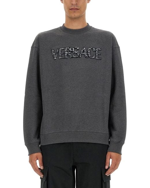 Versace Gray Sweatshirt With Crocodile Logo for men