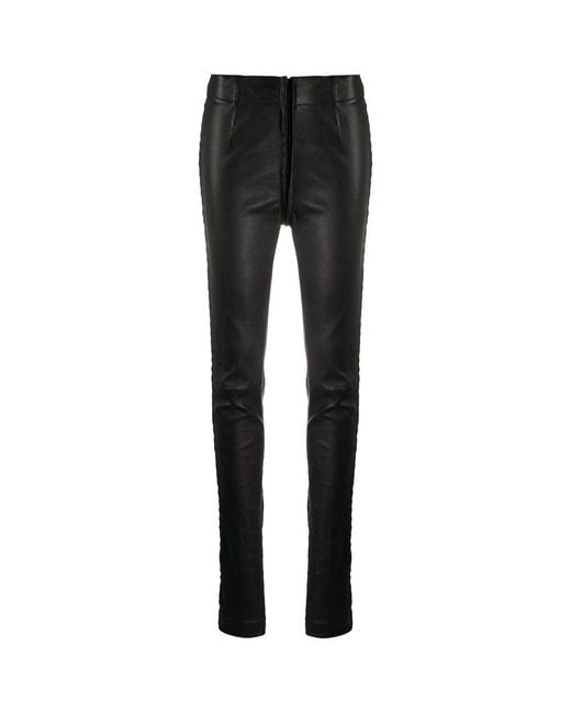 Ann Demeulemeester Black Leather Trousers